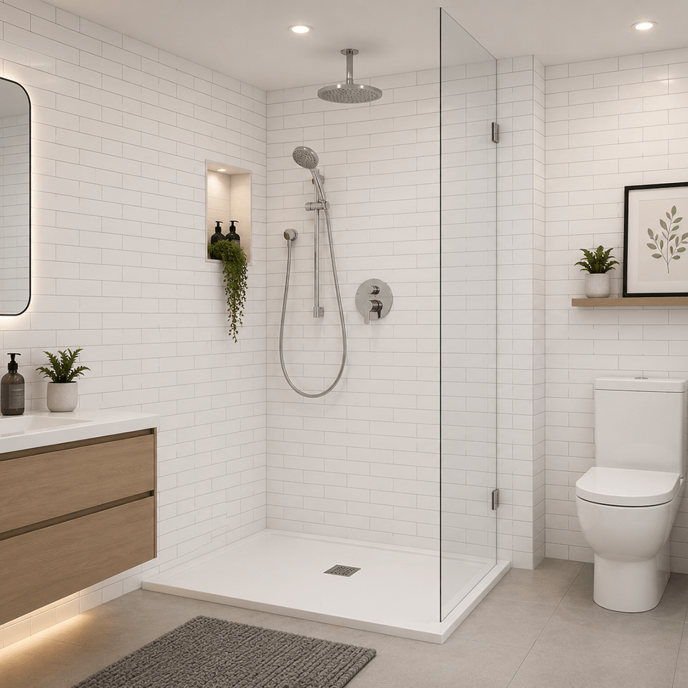 White London Grout Line Tile 10mm Neptune PVC Shower & Bathroom Panel 1m x 2.4m Image